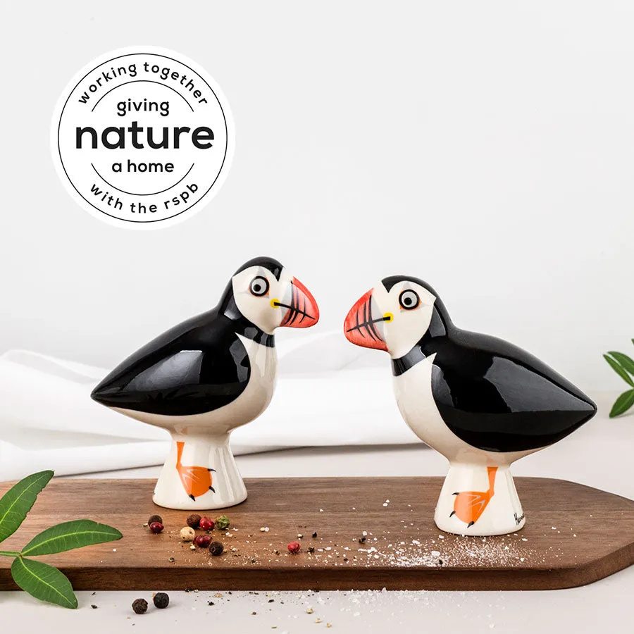 Handmade Ceramic Puffin Salt and Pepper Shakers x 4