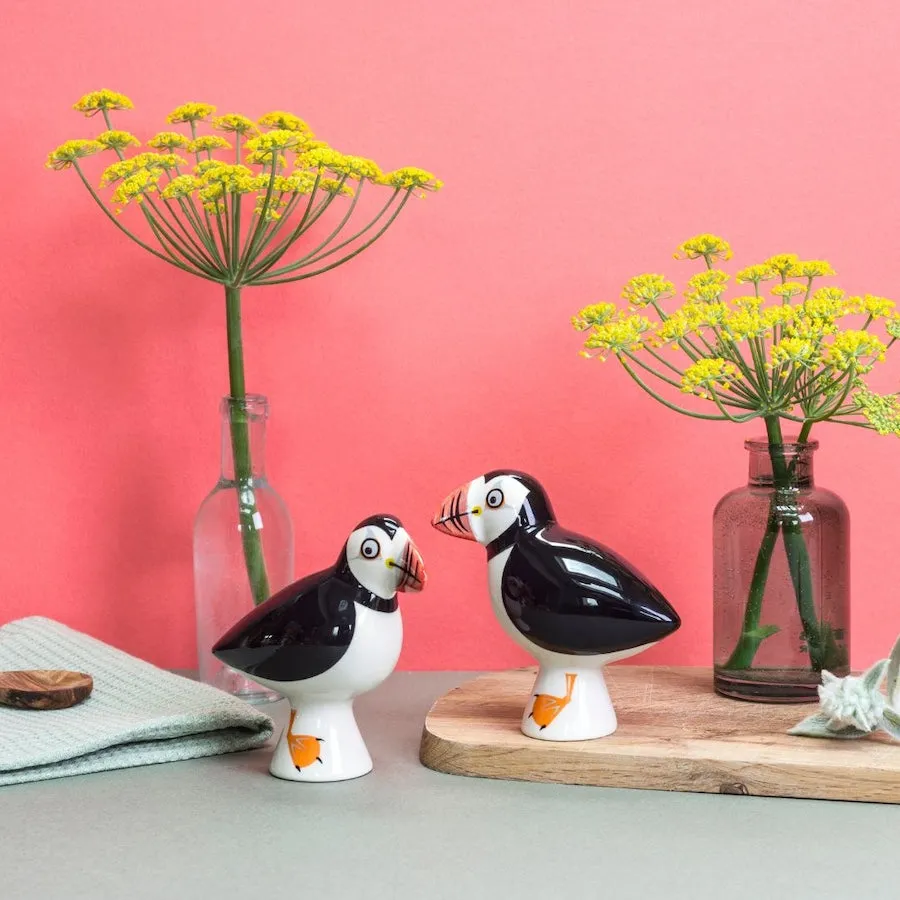 Handmade Ceramic Puffin Salt and Pepper Shakers x 4