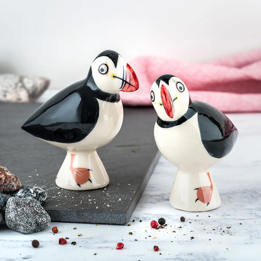 Handmade Ceramic Puffin Salt and Pepper Shakers x 4