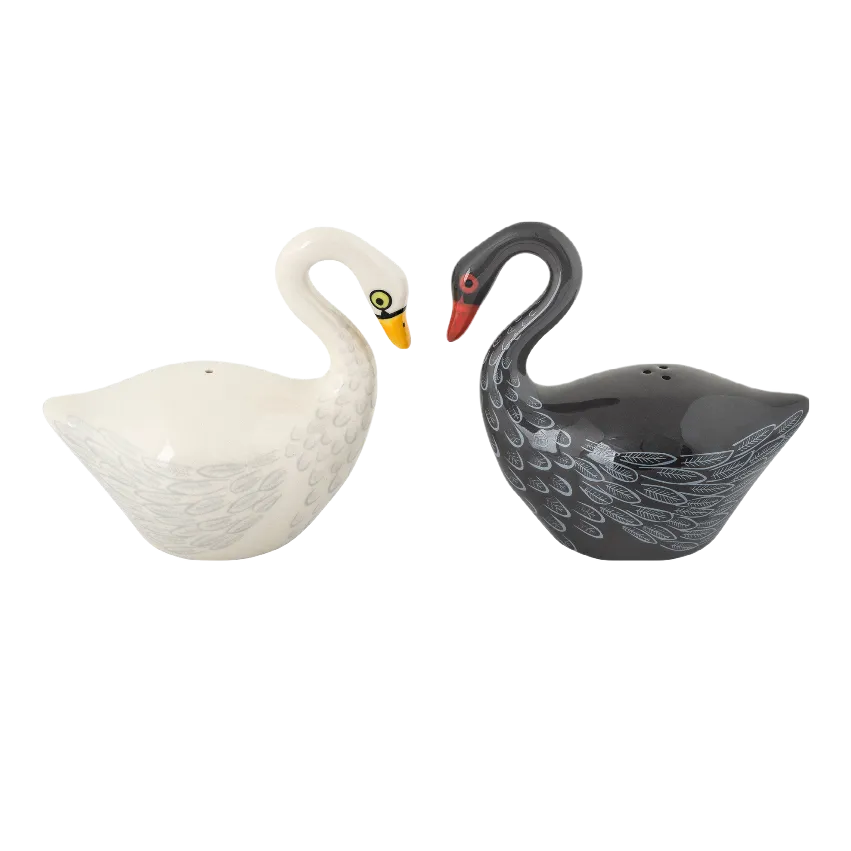 Handmade Ceramic Swan Salt and Pepper Shakers x 4