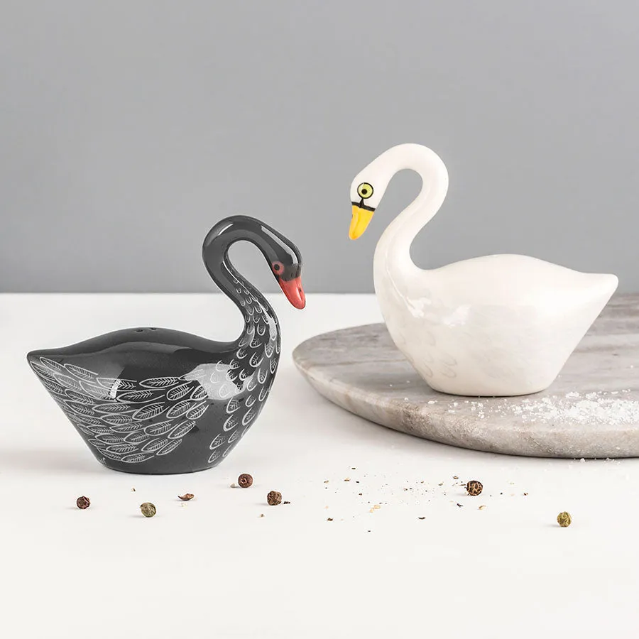 Handmade Ceramic Swan Salt and Pepper Shakers x 4