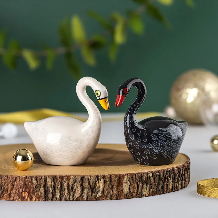 Handmade Ceramic Swan Salt and Pepper Shakers x 4