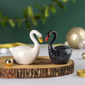 Handmade Ceramic Swan Salt and Pepper Shakers x 4