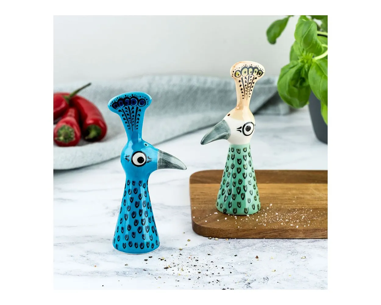 Hannah Turner Peacock Salt and Pepper Shakers