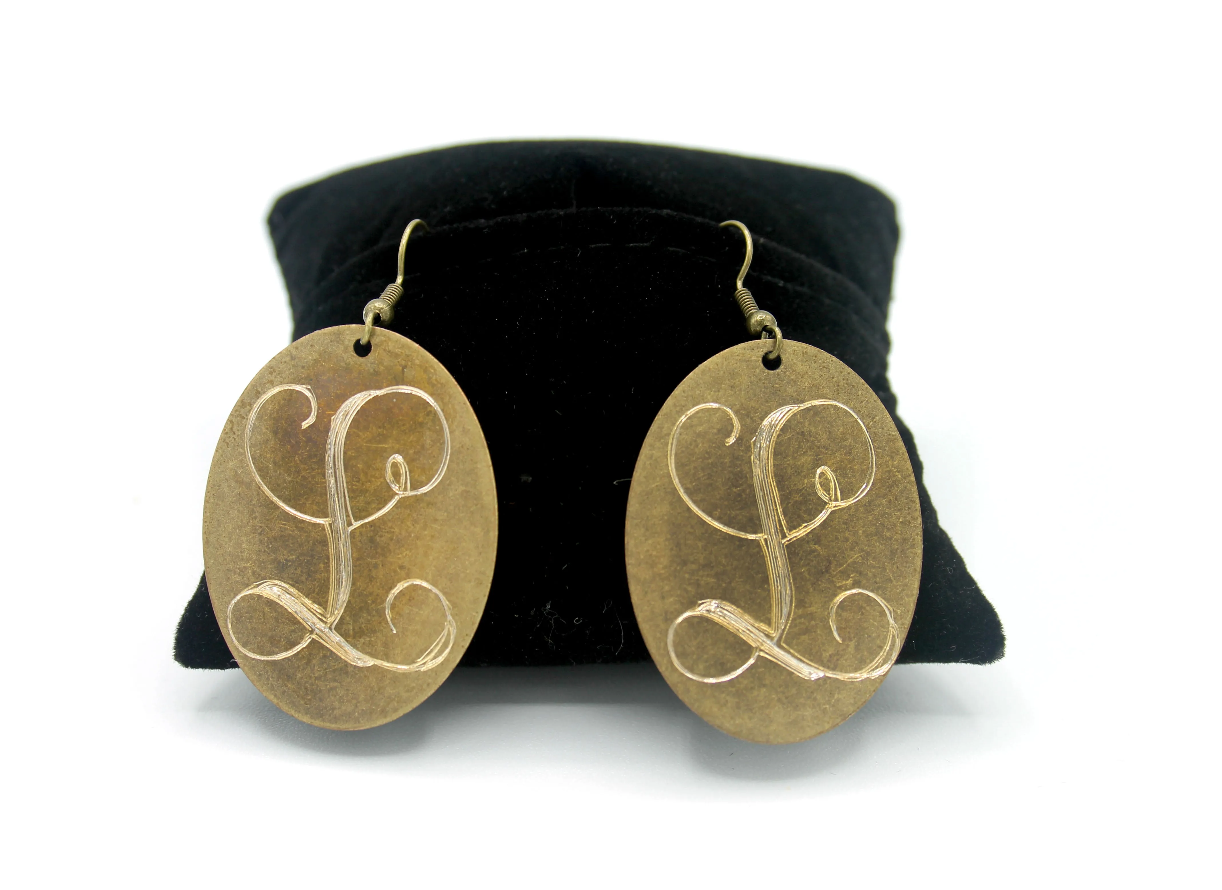 HC Laser Engraved Initial Earrings