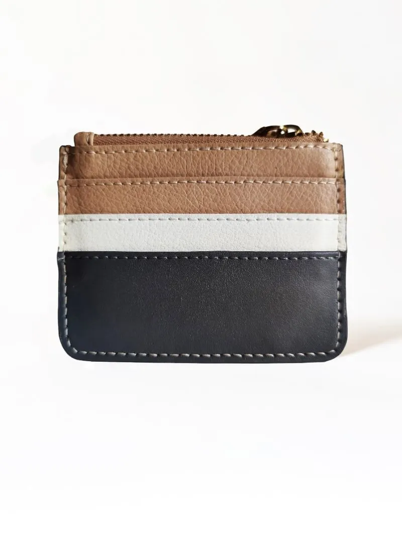 Iris- Apple Leather Card Holder (Grey & Caramel)