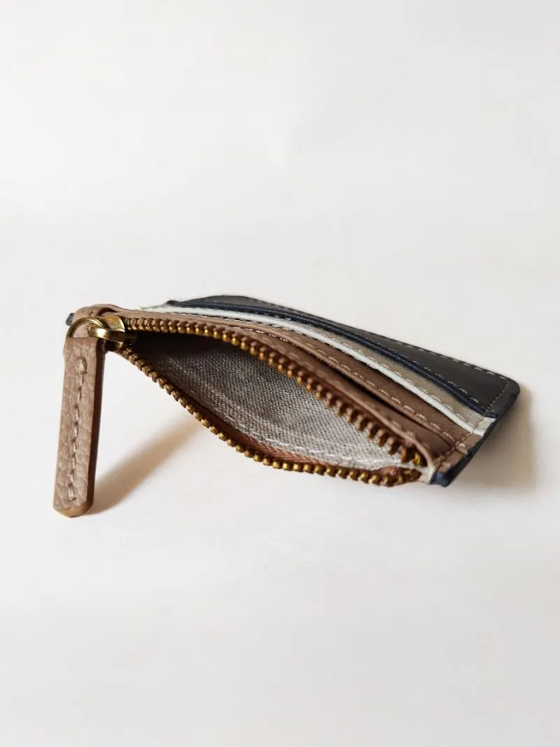 Iris- Apple Leather Card Holder (Grey & Caramel)