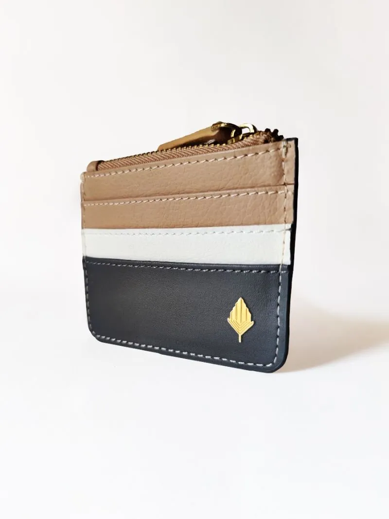 Iris- Apple Leather Card Holder (Grey & Caramel)