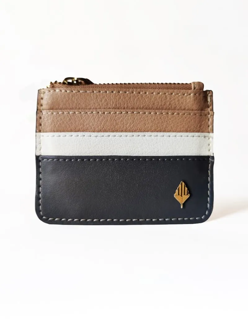 Iris- Apple Leather Card Holder (Grey & Caramel)