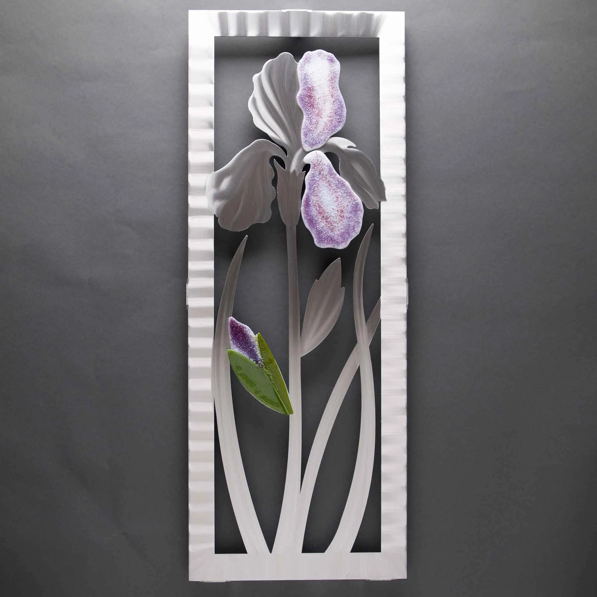 Iris Wall Sculpture W022C in Brushed Aluminum by Metal Petal Art, Sondra Gerber