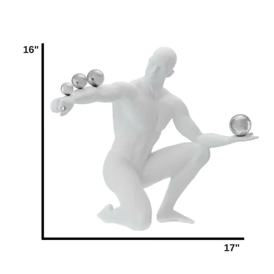 Jean Sculpture // Matte White And Steel - Home Decor