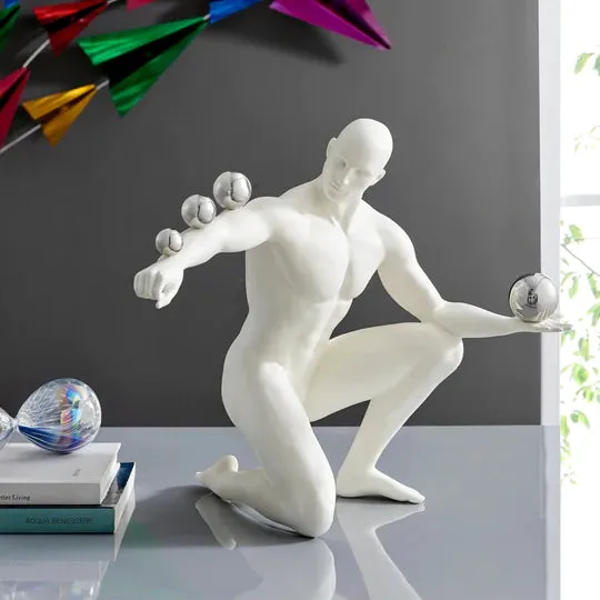 Jean Sculpture // Matte White And Steel - Home Decor