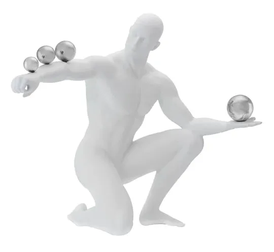 Jean Sculpture // Matte White And Steel - Home Decor