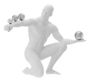 Jean Sculpture // Matte White And Steel - Home Decor