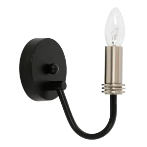 Juliet 1 Light Satin Nickel and Black Wall Light