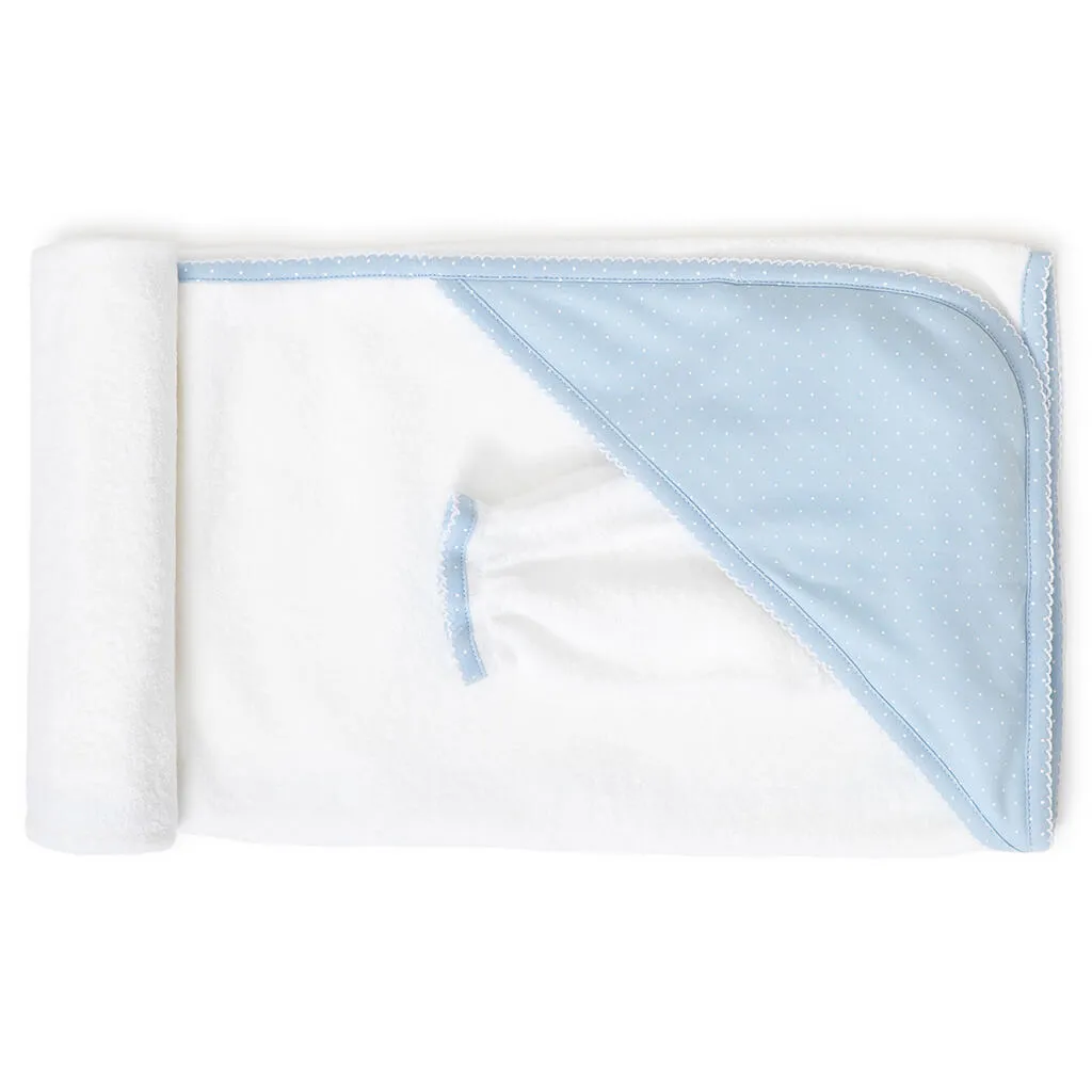 Kissy Kissy Hooded Towel Dots Blue/White