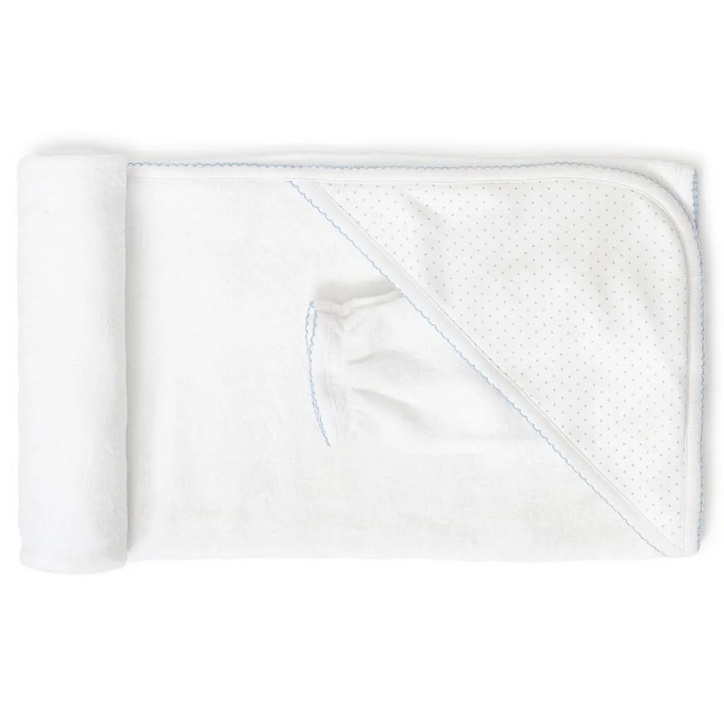 Kissy Kissy Hooded Towel Dots White/Blue