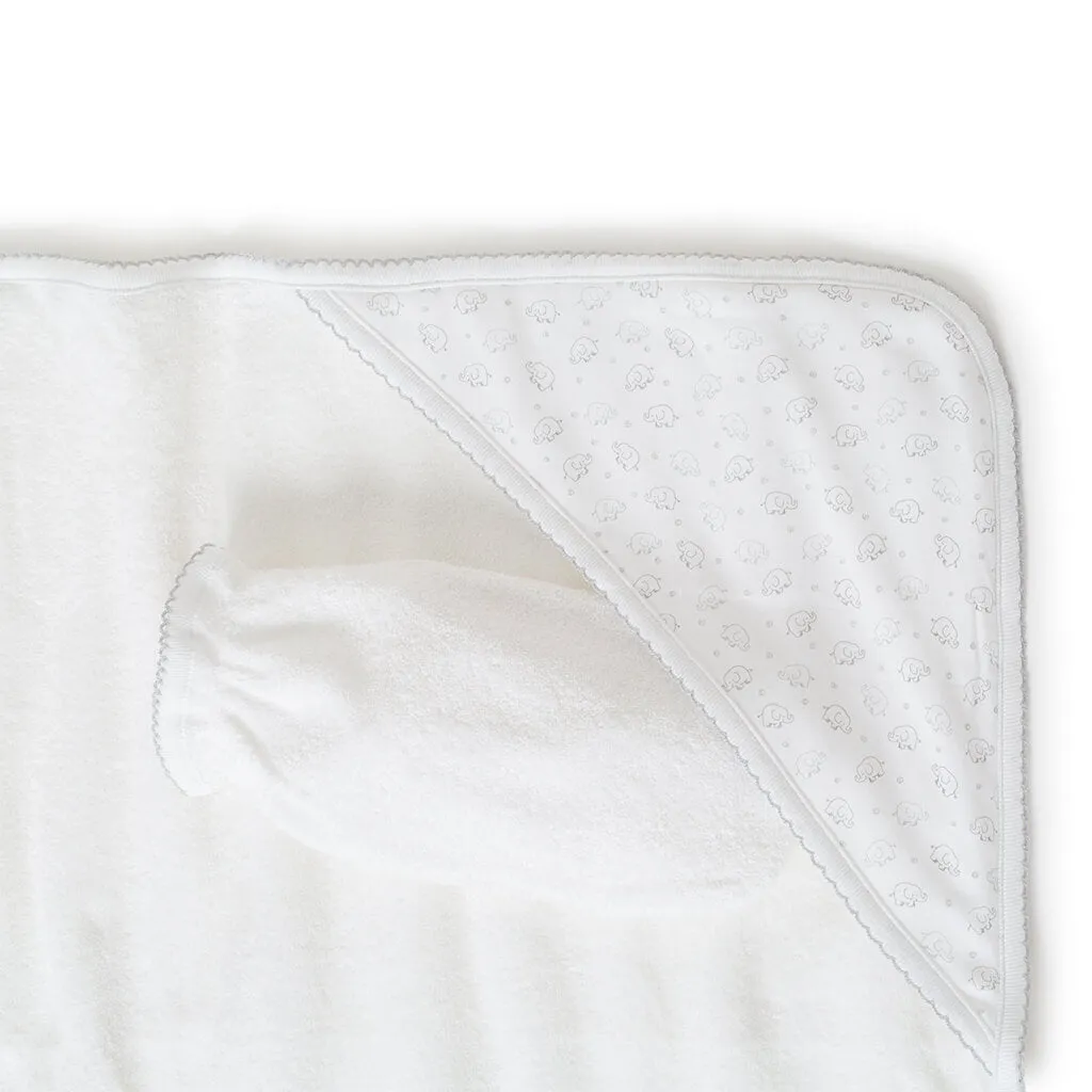 Kissy Kissy Hooded Towel Ele Fun Silver