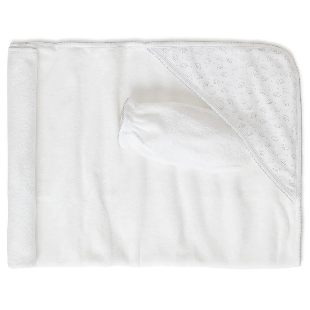 Kissy Kissy Hooded Towel Ele Fun Silver