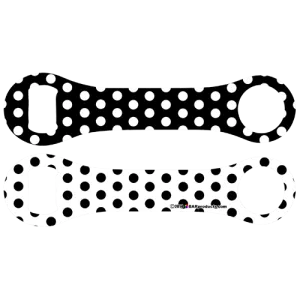 Kolorcoat™ Dog Bone Bottle Opener - Black and White Polka Dots