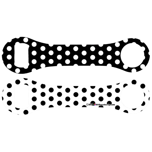 Kolorcoat™ Dog Bone Bottle Opener - Black and White Polka Dots