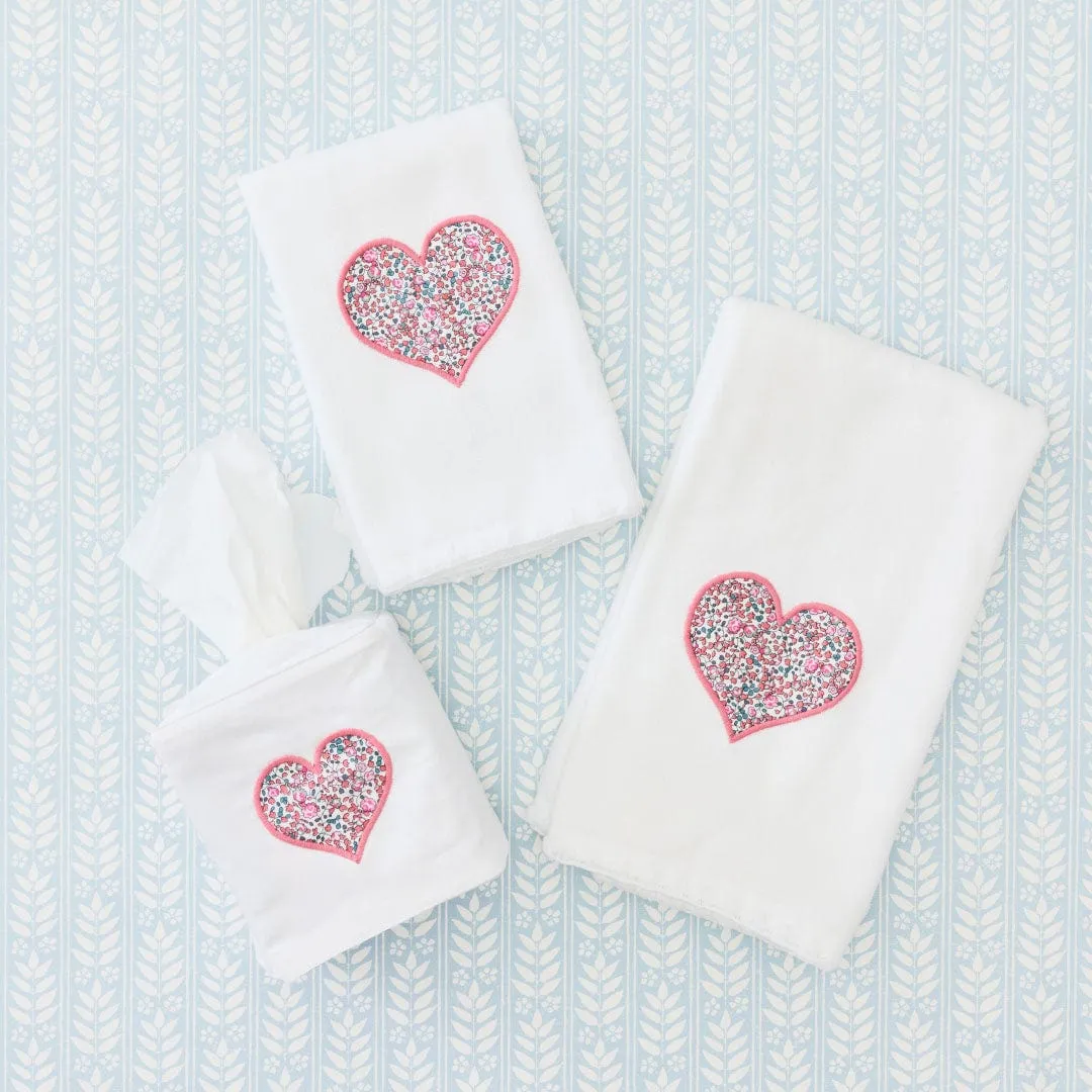 Liberty Heart Stitched Edge Powder Bath Towel