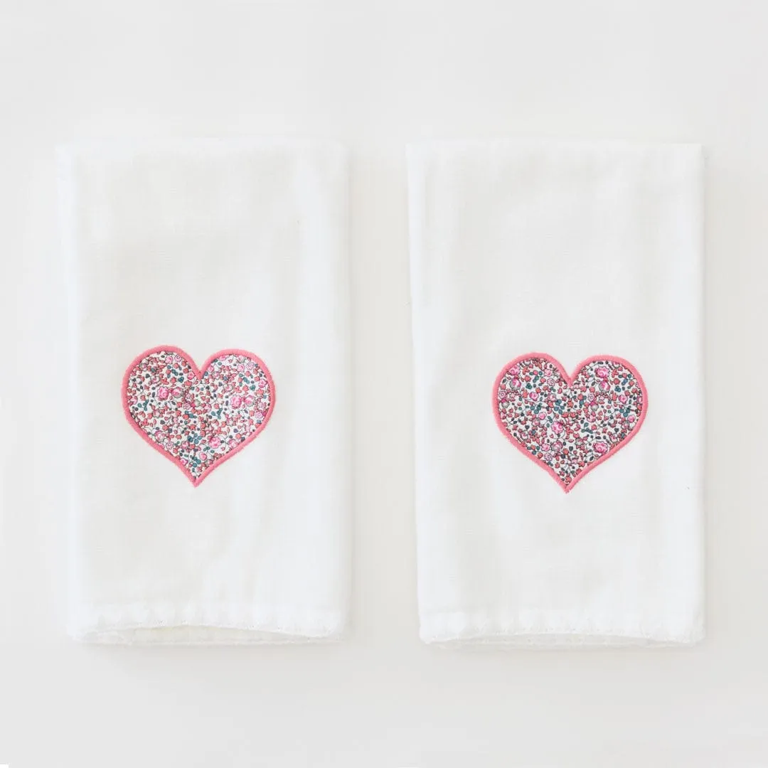 Liberty Heart Stitched Edge Powder Bath Towel