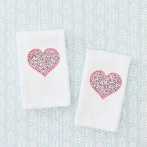 Liberty Heart Stitched Edge Powder Bath Towel