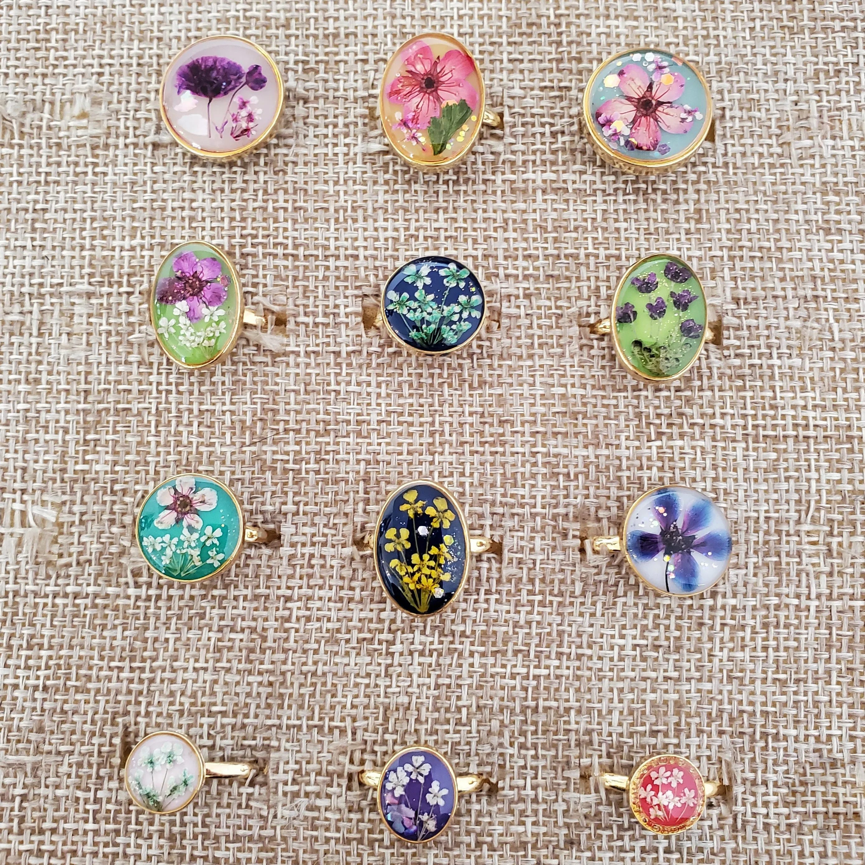 Mini Floral Cocktail Ring with Adjustable Band