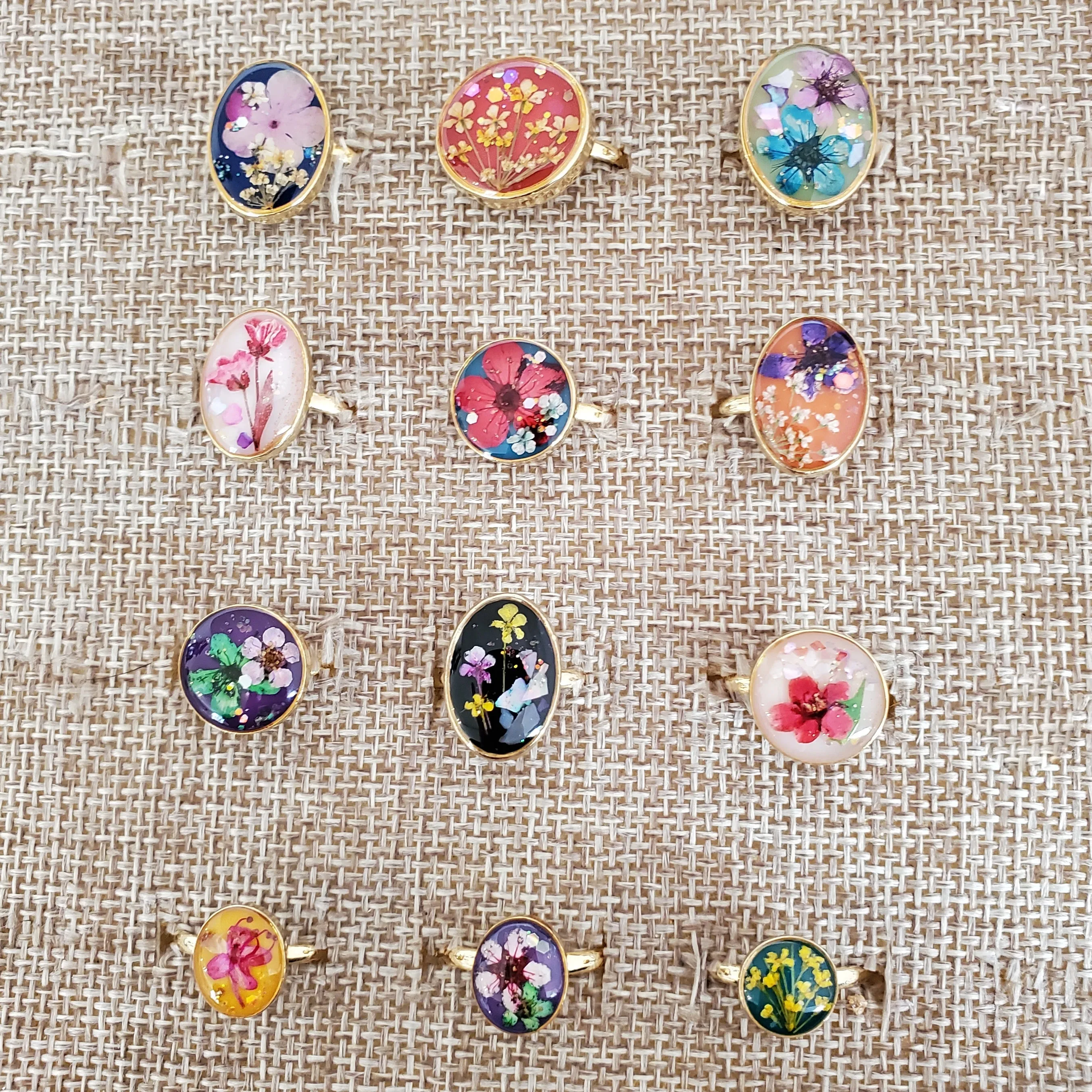 Mini Floral Cocktail Ring with Adjustable Band