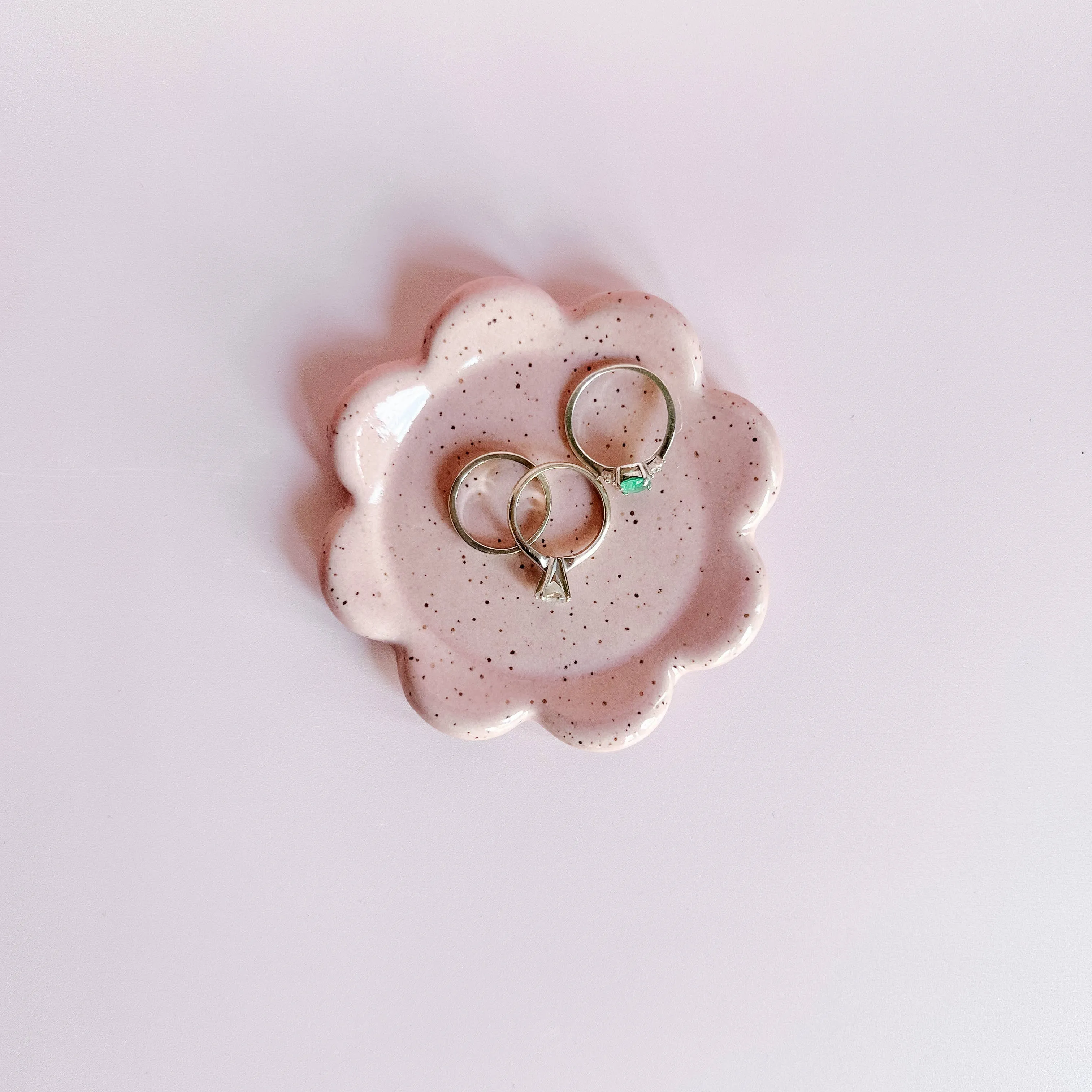 Mini Speckled Pink Petal Ceramic Dish