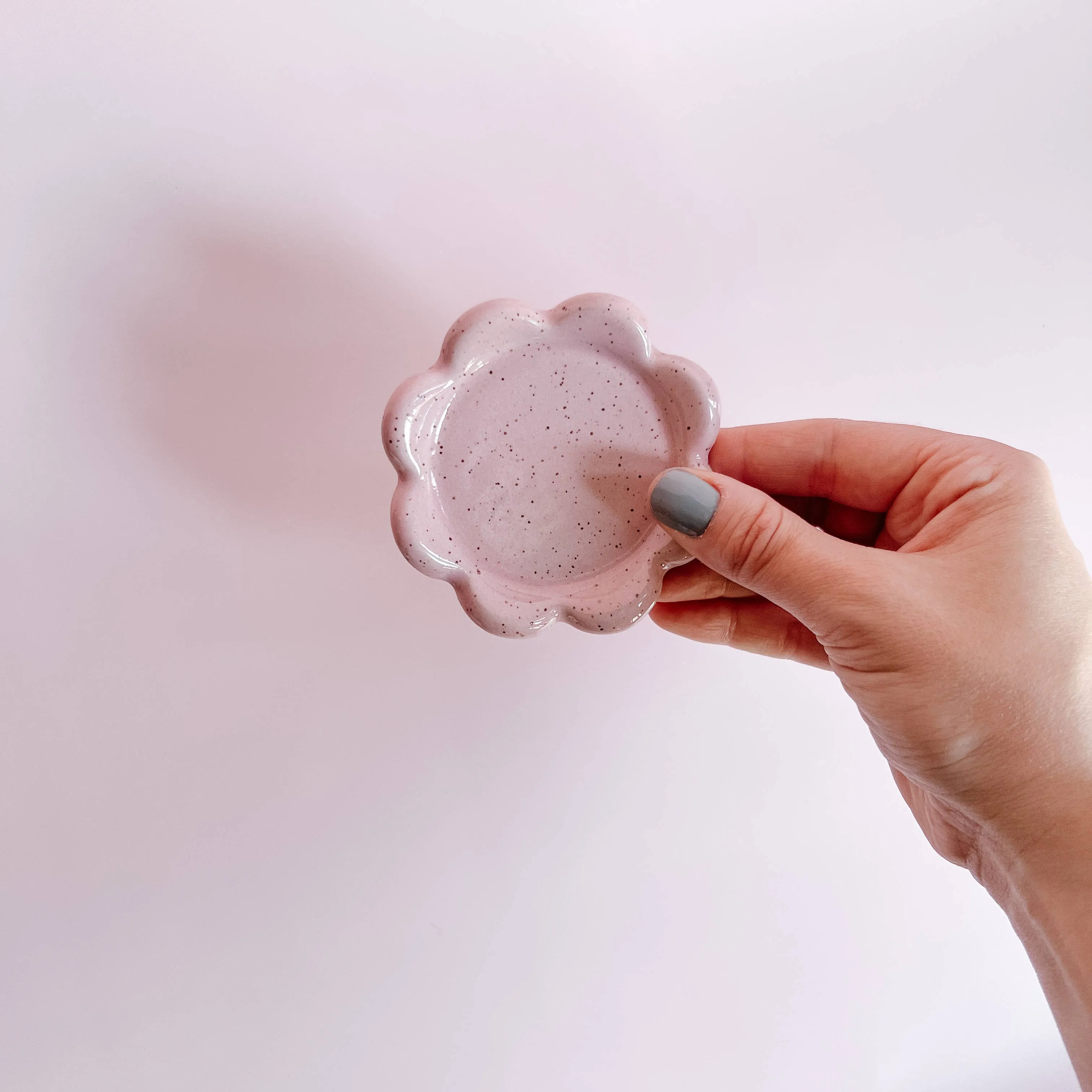 Mini Speckled Pink Petal Ceramic Dish