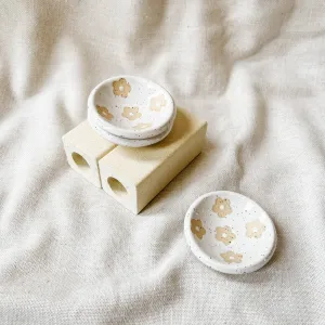 Mini Speckled White Flower Ceramic Dish
