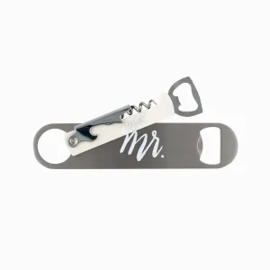'Mrs.' & 'Mr.' Bride and Groom Wedding Gift Corkscrew & Bottle Opener Set