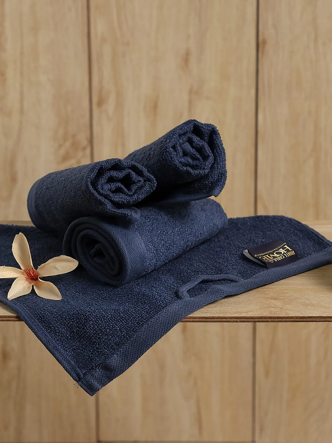 Navy Blue Cotton Solid 600 GSM Face Towel (Pack of 4)