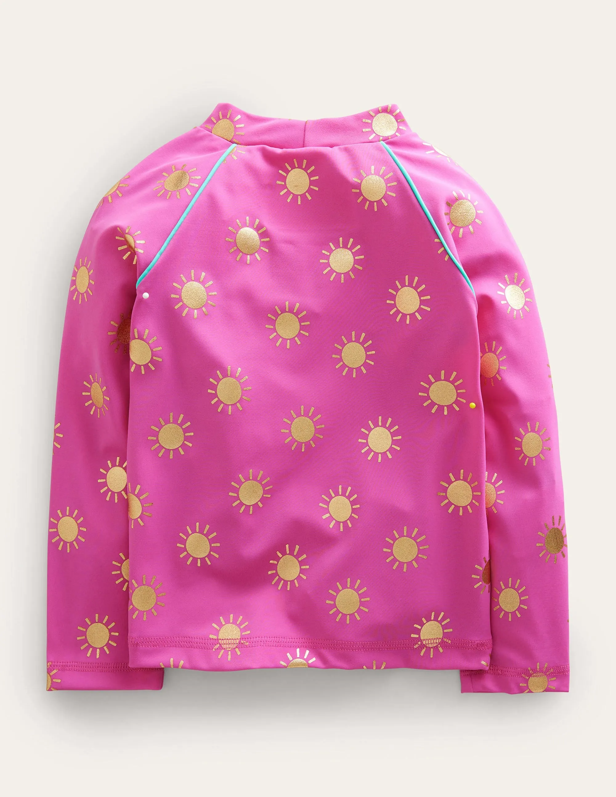 Patterned Rash Vest-Tickled Pink Gold Foil Suns