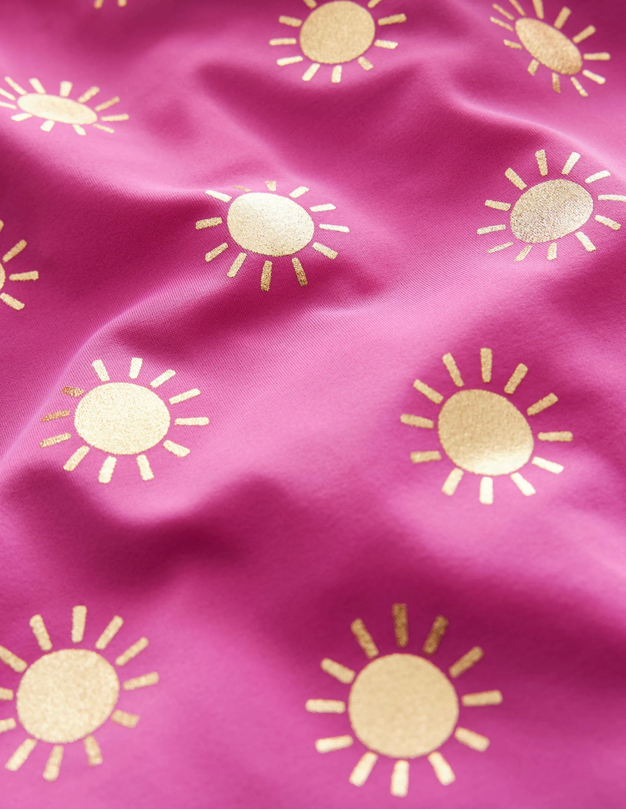Patterned Rash Vest-Tickled Pink Gold Foil Suns