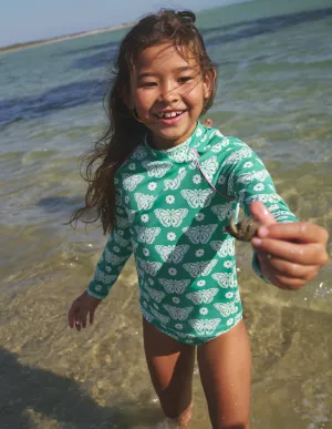 Patterned Rash Vest-Tropical Green Summer Stencil