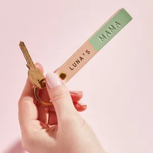 Personalised Leather Mama or Mummy Keyring With Names | Mother's Day Gift Engraved with Children's Names | Handmade Keychain for Mum