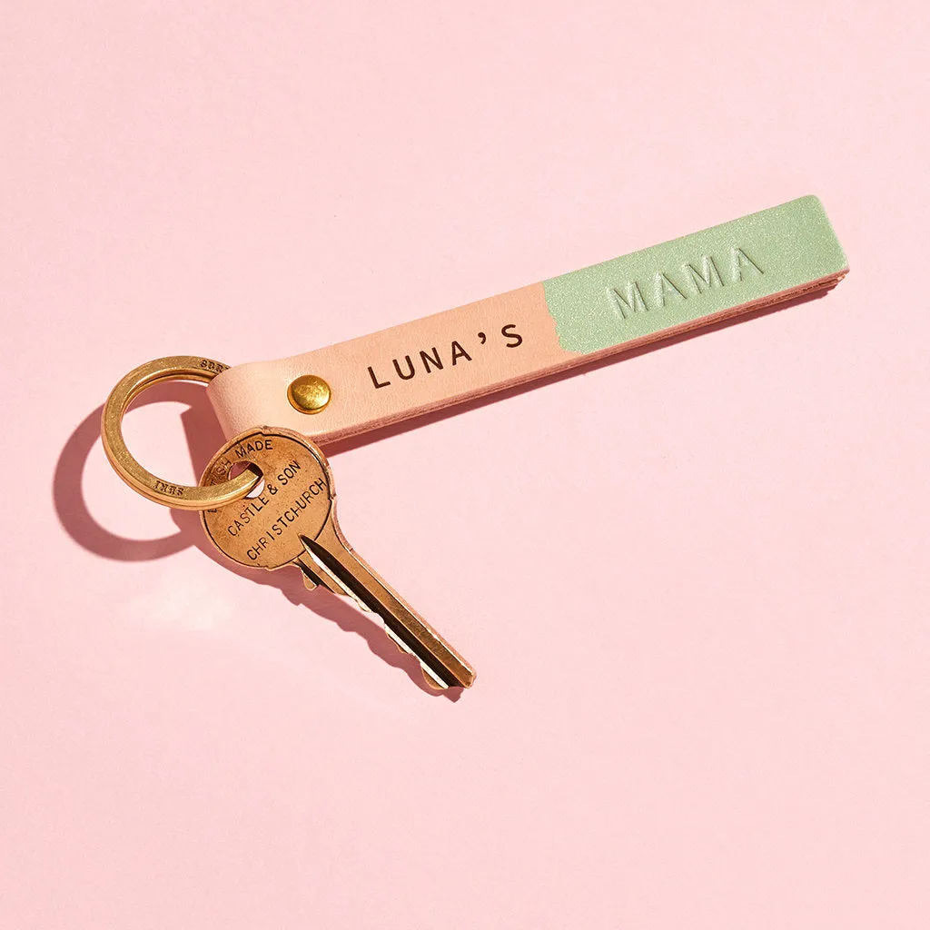 Personalised Leather Mama or Mummy Keyring With Names | Mother's Day Gift Engraved with Children's Names | Handmade Keychain for Mum