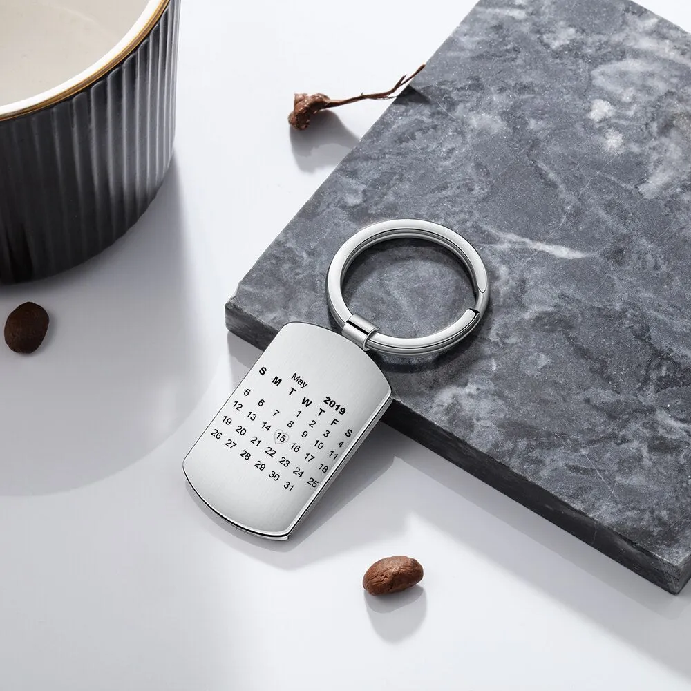 Personalized Custom Photo And Date Engraved Calendar Keychains