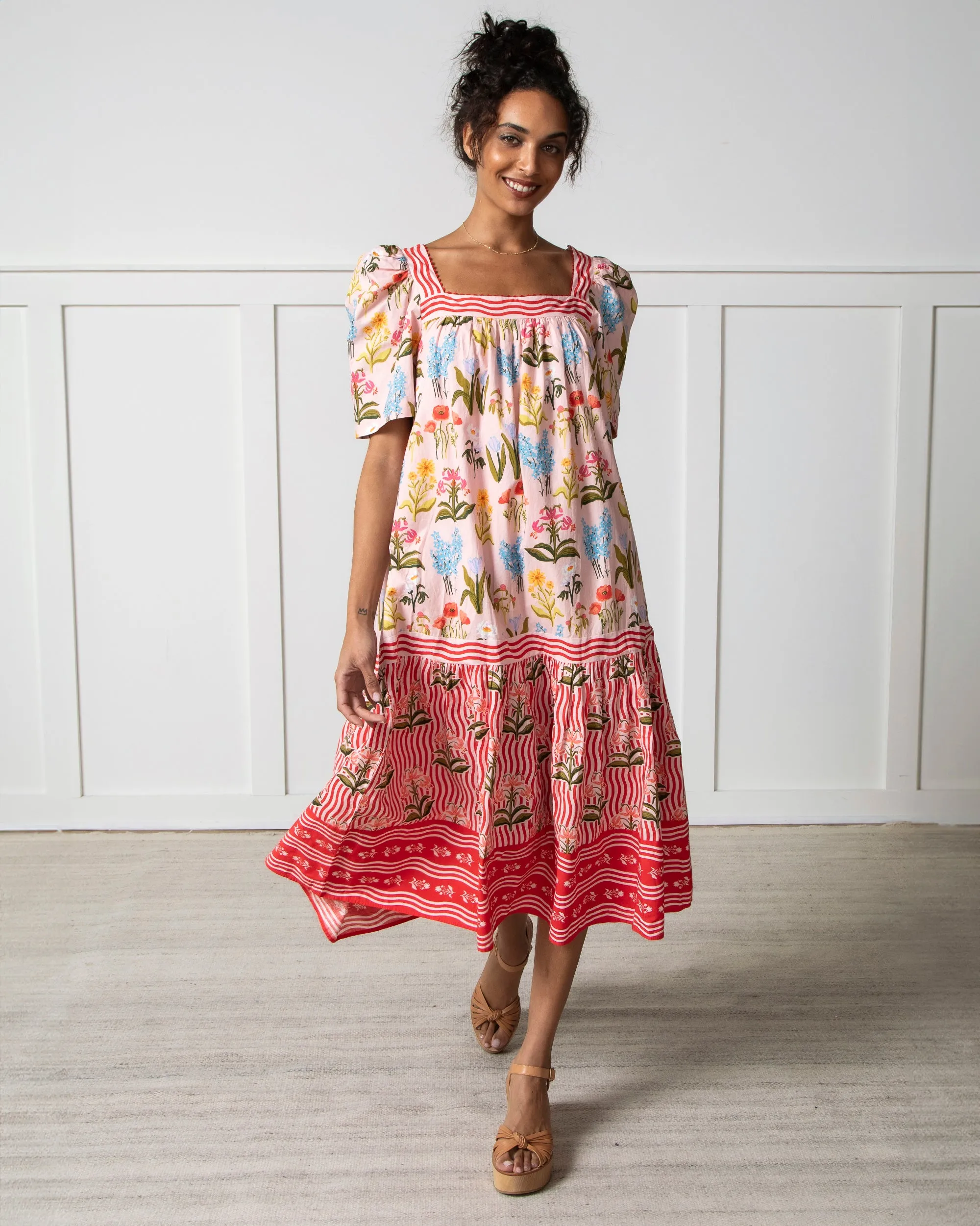 Printfresh   Lars Salt Lake Stems - Gracious Gardener Midi - Pink Marshmallow