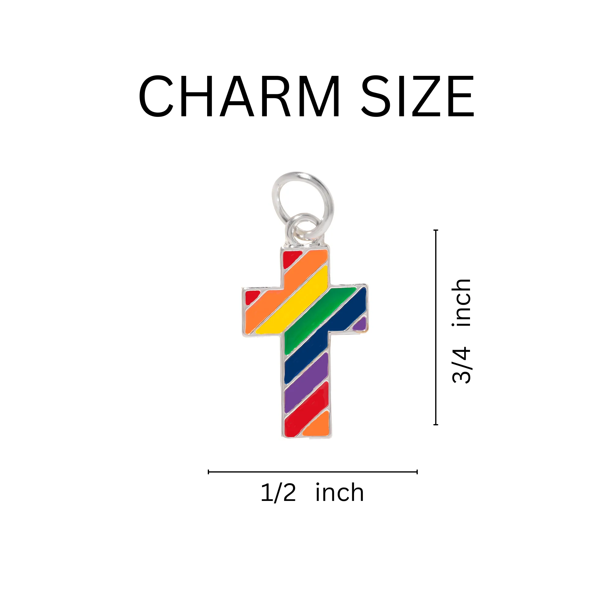 Rainbow Cross Flag Split Ring Key Chains