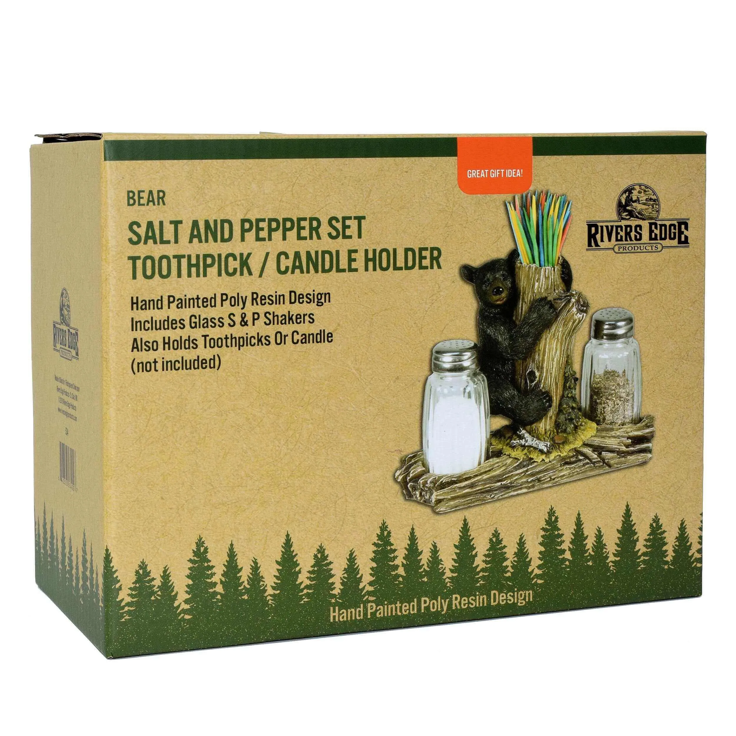 Rivers Edge Bear With Toothpick Holder Salt And Pepper Shaker