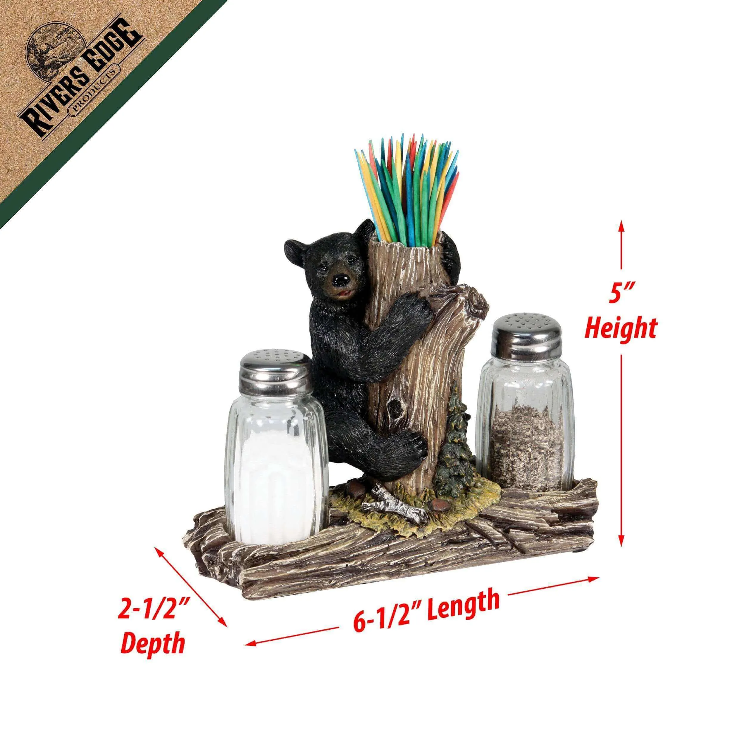 Rivers Edge Bear With Toothpick Holder Salt And Pepper Shaker