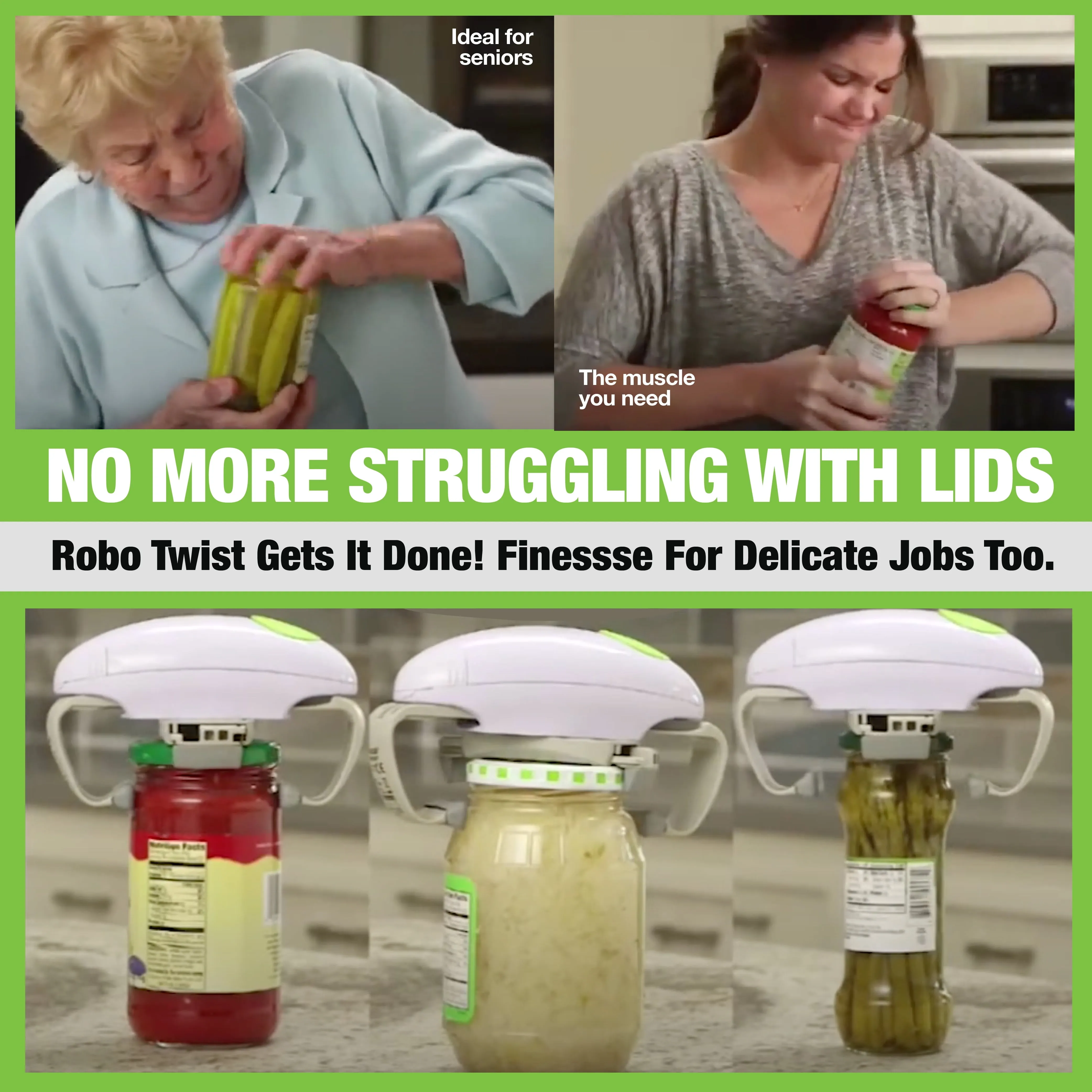 Robo Twist Electric Jar Opener One Touch Electric Auto Jar Opener Works for Jars of All Sizes As Seen on TV