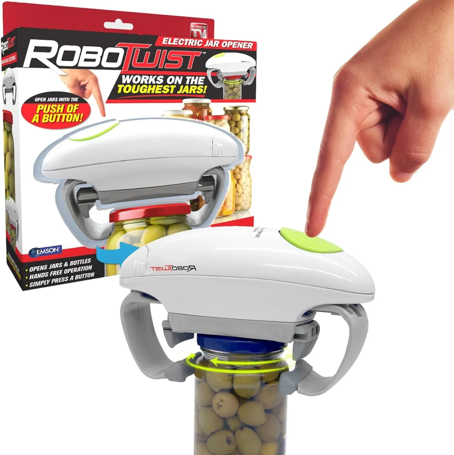 Robo Twist Electric Jar Opener One Touch Electric Auto Jar Opener Works for Jars of All Sizes As Seen on TV