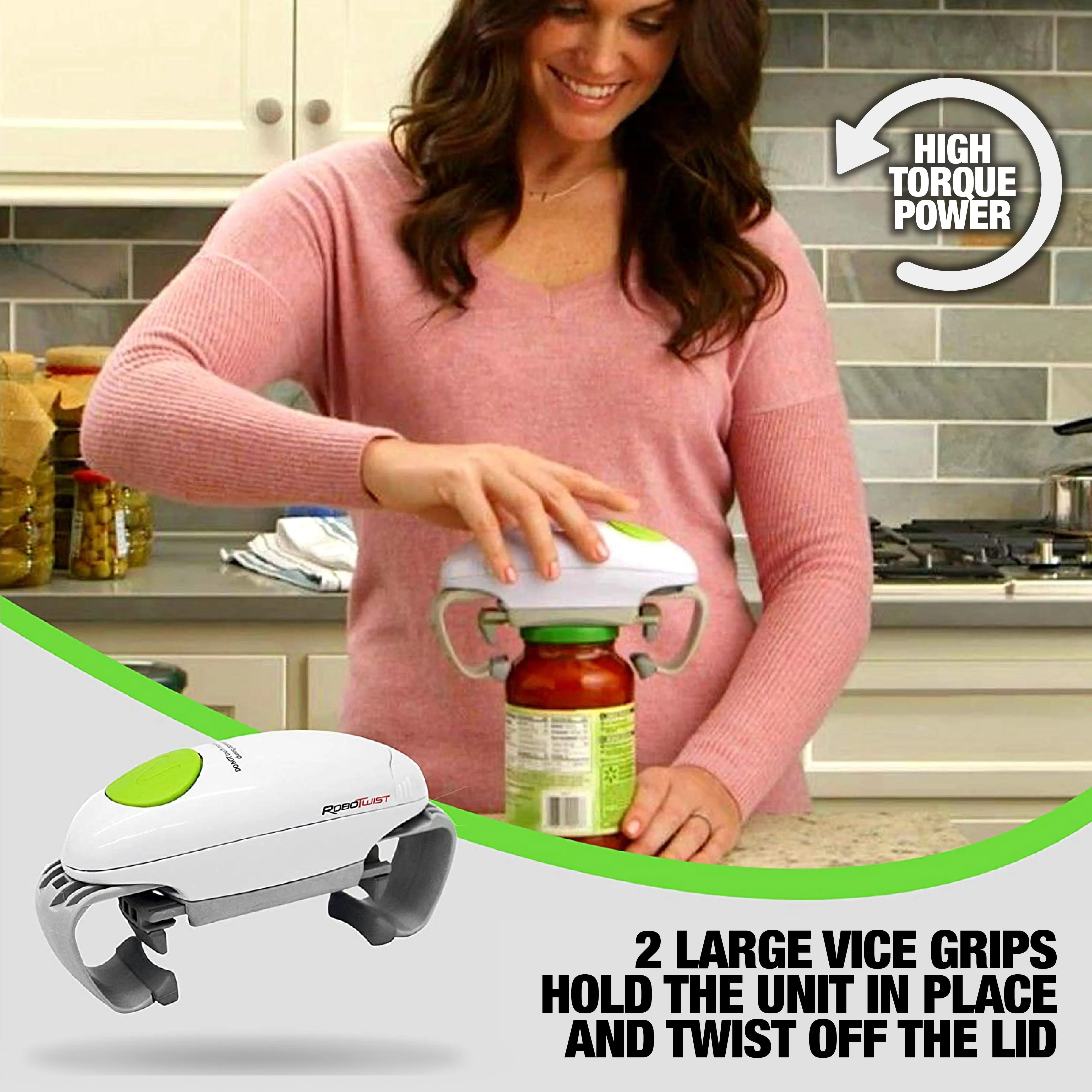 Robo Twist Electric Jar Opener One Touch Electric Auto Jar Opener Works for Jars of All Sizes As Seen on TV