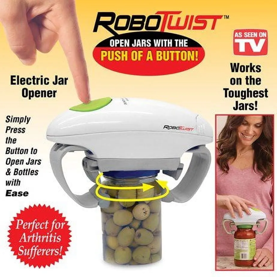 Robo Twist Electric Jar Opener One Touch Electric Auto Jar Opener Works for Jars of All Sizes As Seen on TV
