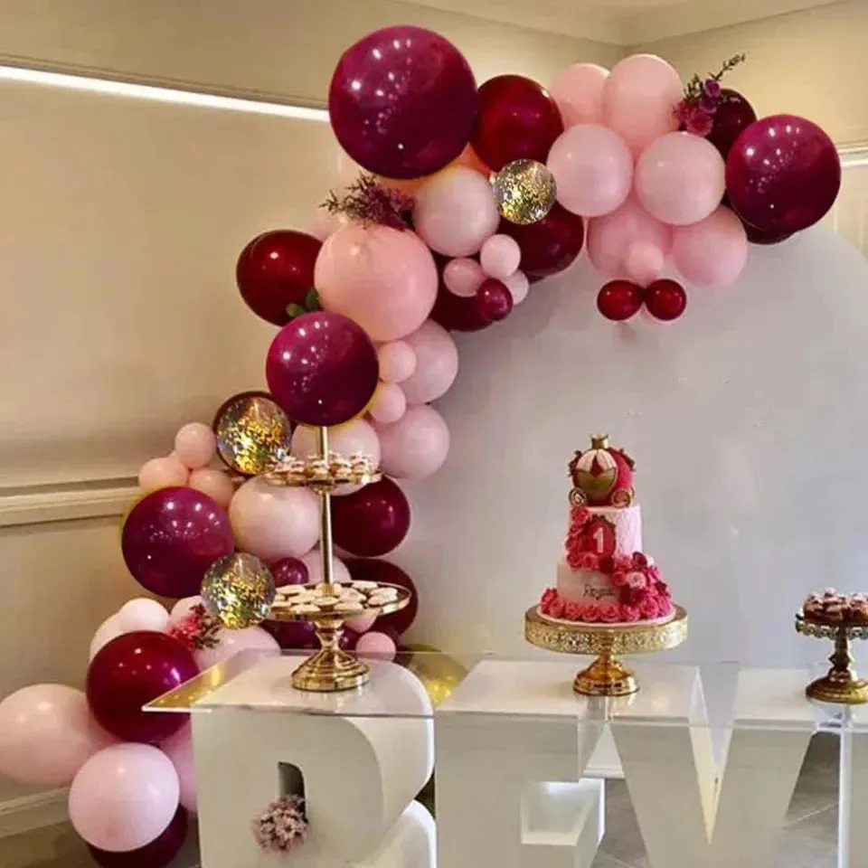 SINOTAO   -  1 Set Red Pink Gold Confetti Balloons Garland Arch Kit Globes For Girls Birthday Wedding Party Decor Decorations Supplie